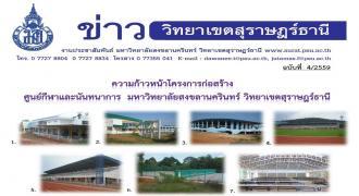 ข่าววิทยาเขตสุราษฎร์ธานี ฉบับที่ 4/2559 ความก้าวหน้าโครงการก่อสร้างศูนย์กีฬาและนันทนาการ